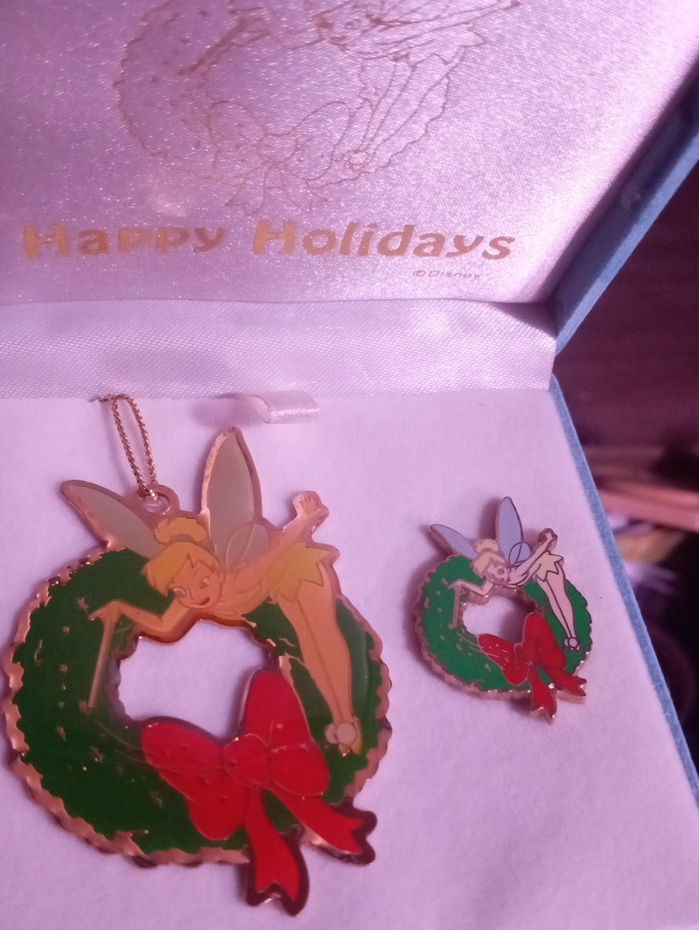 DISNEY CATALOG TINKERBELL ORNAMENT AND PIN